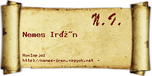Nemes Irén névjegykártya